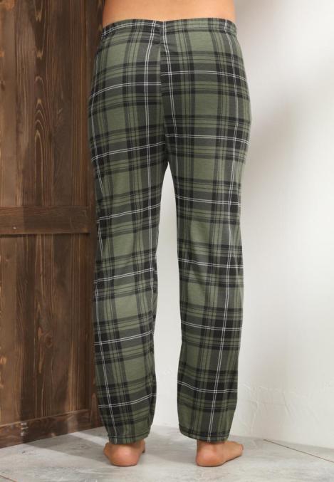 Pantaloni de Pijama ,Barbati,Culoare Verde Inchis cu Alb,Engros